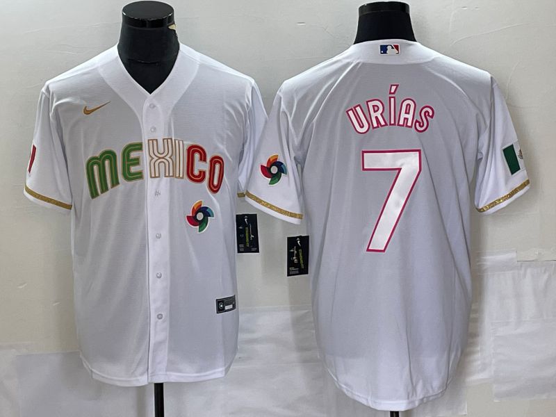 Men 2023 World Cub Mexico 7 Urias White Nike MLB Jersey style 32